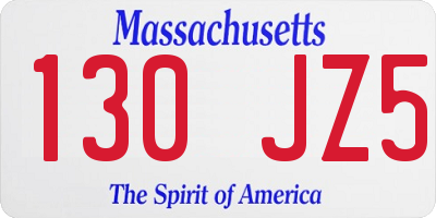 MA license plate 130JZ5