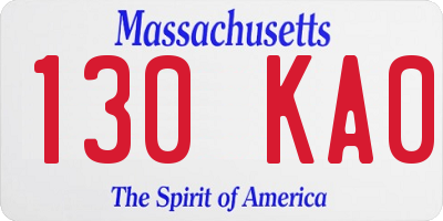 MA license plate 130KA0
