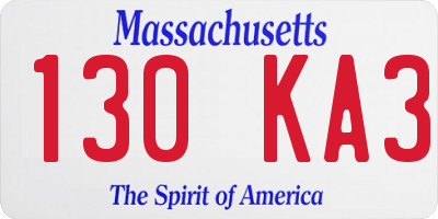 MA license plate 130KA3