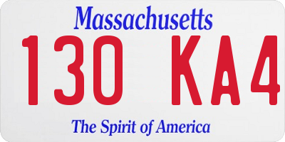 MA license plate 130KA4