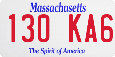 MA license plate 130KA6