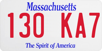 MA license plate 130KA7