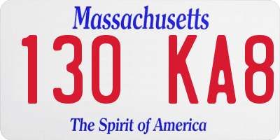 MA license plate 130KA8