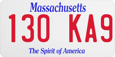 MA license plate 130KA9