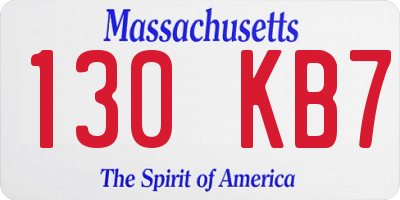 MA license plate 130KB7