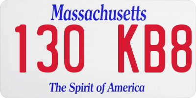 MA license plate 130KB8