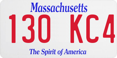 MA license plate 130KC4