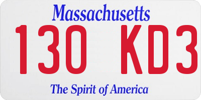 MA license plate 130KD3