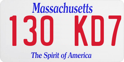 MA license plate 130KD7