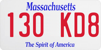 MA license plate 130KD8