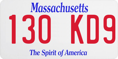 MA license plate 130KD9