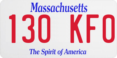 MA license plate 130KF0