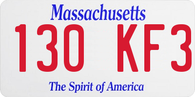 MA license plate 130KF3