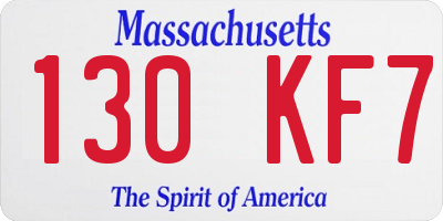 MA license plate 130KF7