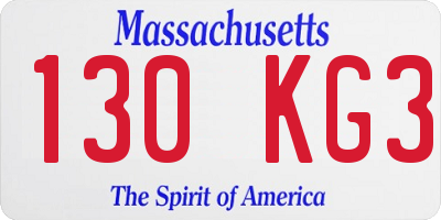 MA license plate 130KG3