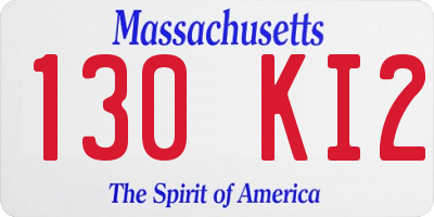 MA license plate 130KI2