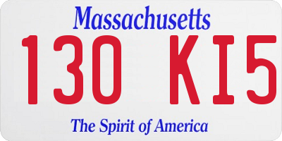 MA license plate 130KI5