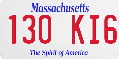 MA license plate 130KI6