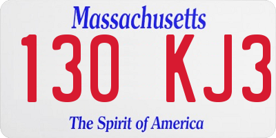 MA license plate 130KJ3