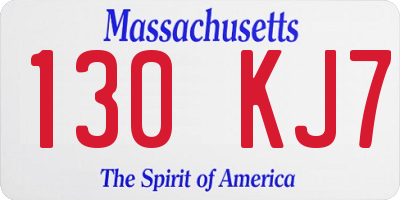 MA license plate 130KJ7