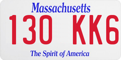 MA license plate 130KK6