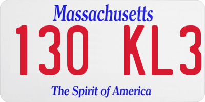 MA license plate 130KL3