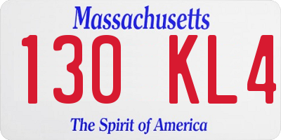 MA license plate 130KL4