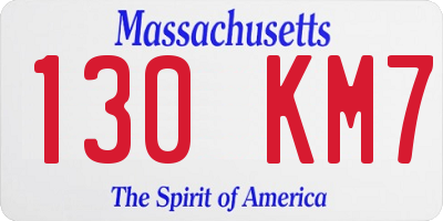 MA license plate 130KM7