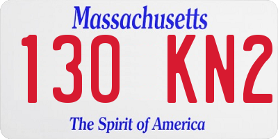 MA license plate 130KN2