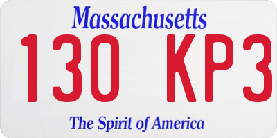 MA license plate 130KP3