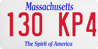 MA license plate 130KP4