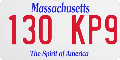 MA license plate 130KP9