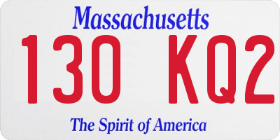 MA license plate 130KQ2