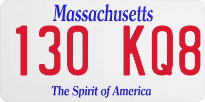 MA license plate 130KQ8