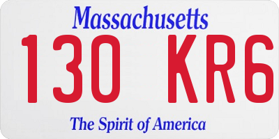 MA license plate 130KR6