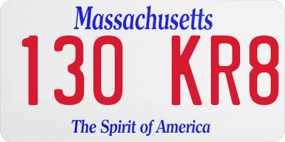 MA license plate 130KR8