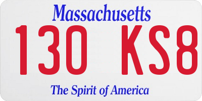 MA license plate 130KS8