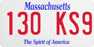 MA license plate 130KS9