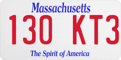 MA license plate 130KT3