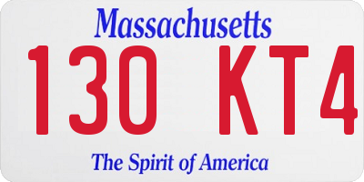 MA license plate 130KT4