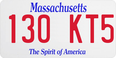 MA license plate 130KT5