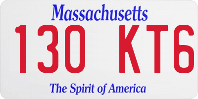 MA license plate 130KT6
