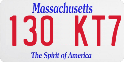 MA license plate 130KT7