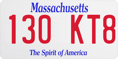MA license plate 130KT8