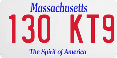 MA license plate 130KT9