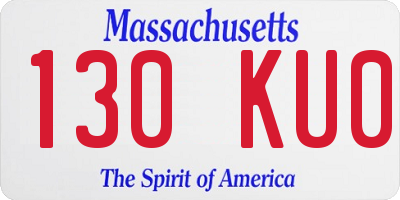 MA license plate 130KU0