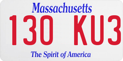 MA license plate 130KU3