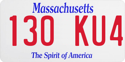 MA license plate 130KU4