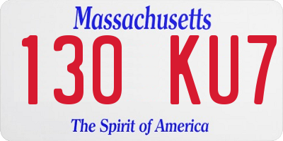 MA license plate 130KU7