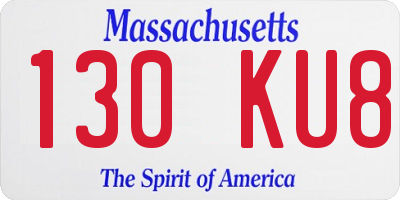MA license plate 130KU8